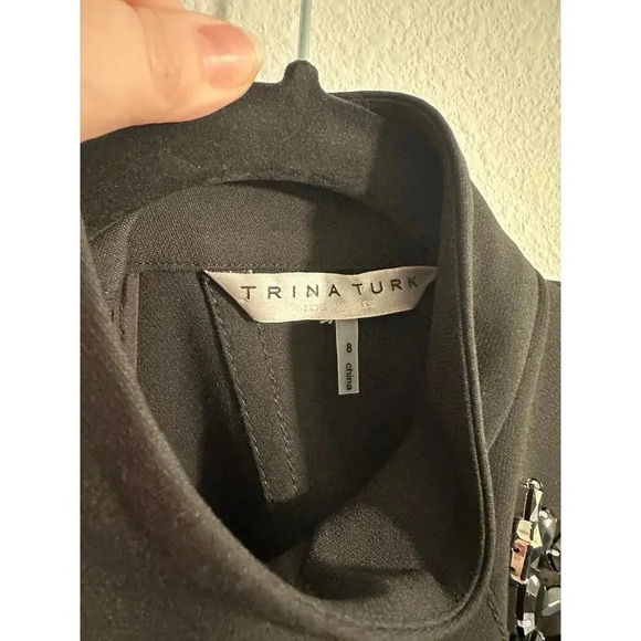 Trina Turk Bejeweled Rhinestone Mock Turtleneck Tunic Size 8 - Picture 15 of 15